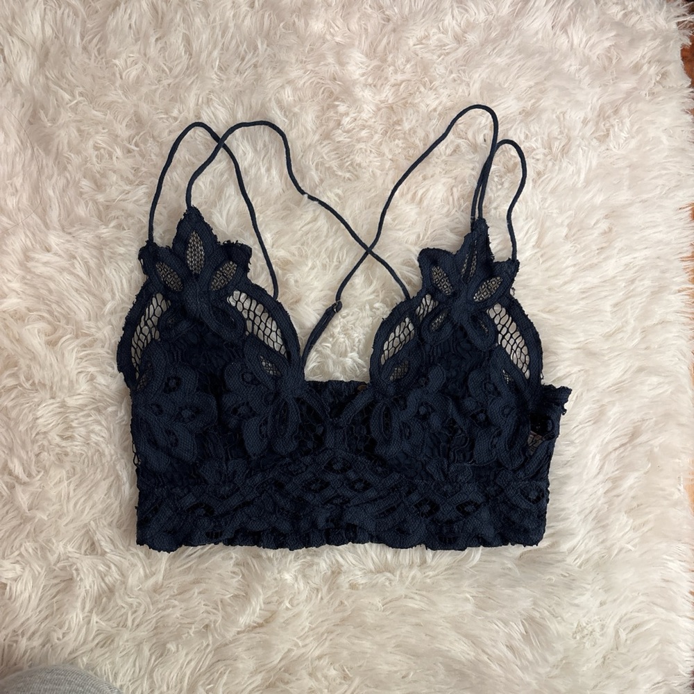 Free People Adella Bralette in Navy